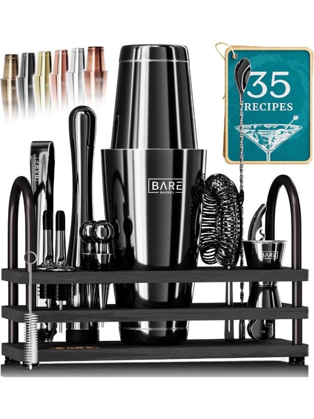 14-Piece Cocktail Shaker Set | Home Bartending Tools & Recipe Cards | Gift Set